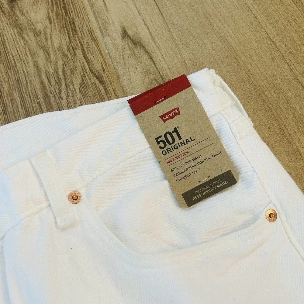 NWT Levi's 501 Original White  Denim Mens Jeans Size 40x34 New Button Fly